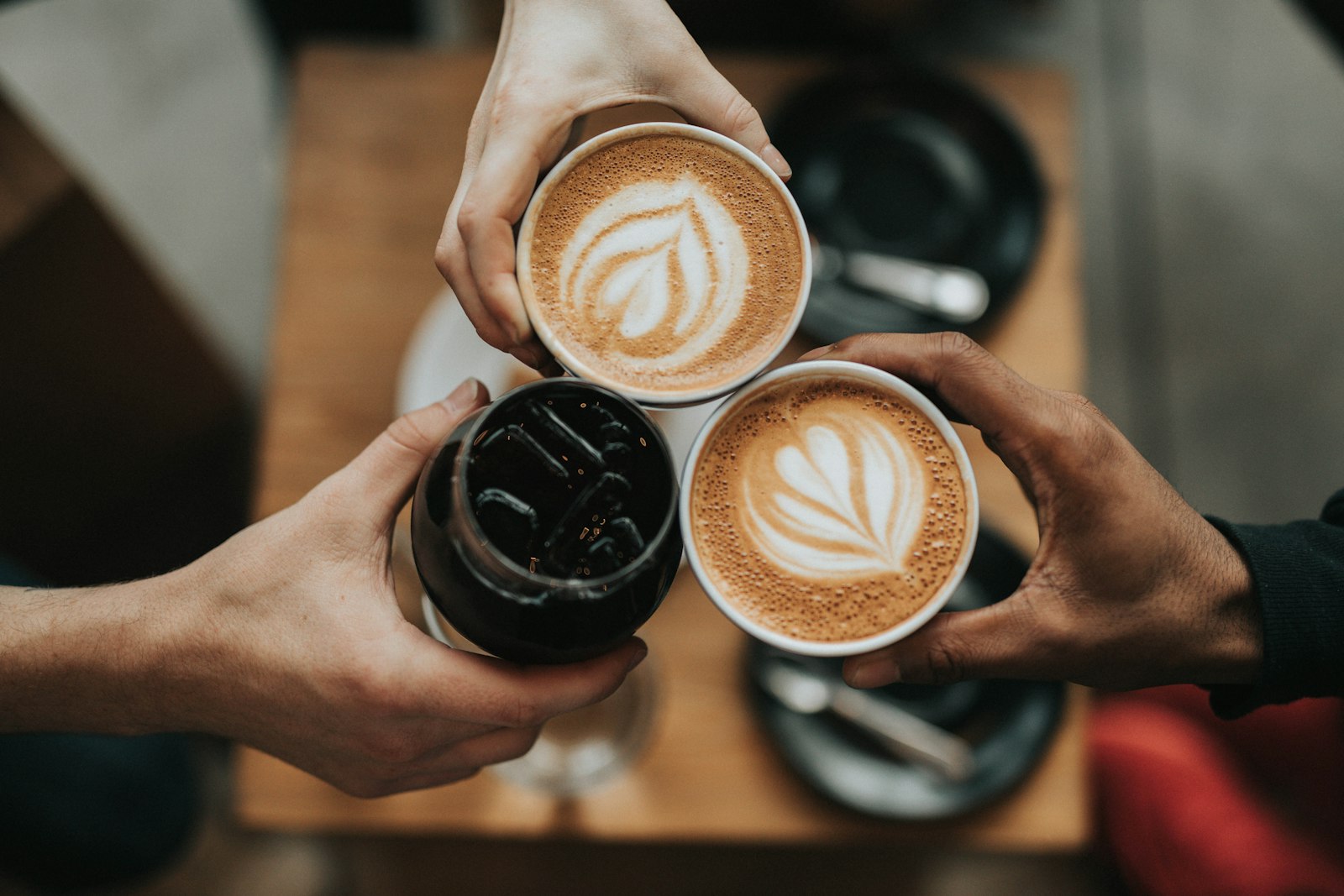 Two flat whites, latte art
